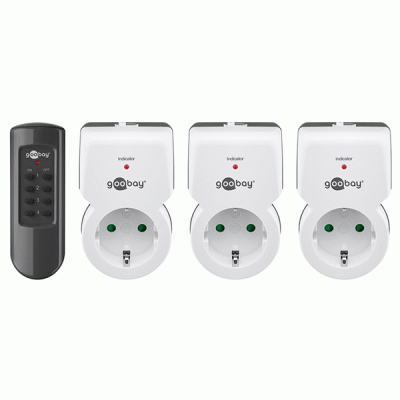 Σετ 3 προγραμματιζόμενων πριζών 1100W εσωτερικής χρήσης με ένδειξη λειτουργίας LED & τηλεχειριστήριο