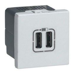 Μηχανισμός πλακίδιο πρίζας USB/καρφί 2 εξόδων USB αλουμίνιο για φόρτιση συσκευών