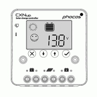 Ρυθμιστής φόρτισης φωτοβολταϊκών PWM 12/24V - 10A Phocos Cxnup10 με έξοδο USB