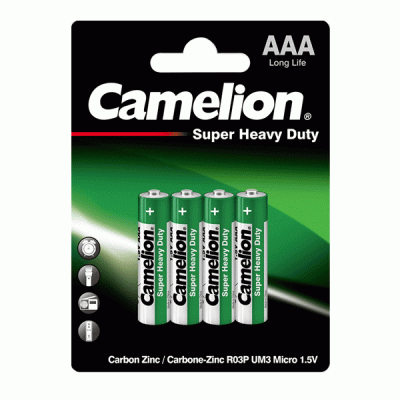 Μπαταρίες αλκαλικές απλές Camelion Super Heavy Duty AAA R03P-Bp4G 1,5V σε blister 4 τεμαχίων