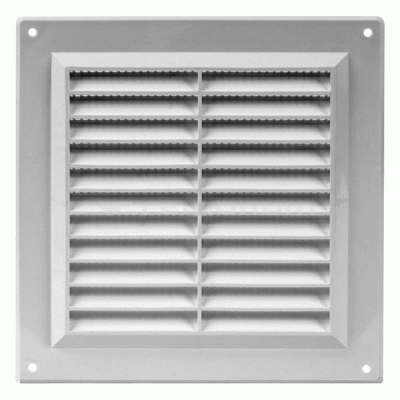 Περσίδα εξαερισμού γκρι 150x150mm πλαστική τετράγωνή Europlast VR1515P με πλέγμα προστασίας