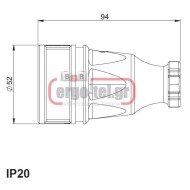 Βιομηχανικό φις σούκο θηλυκό καουτσούκ 16A 250V~ IP44 PCE 2510-S