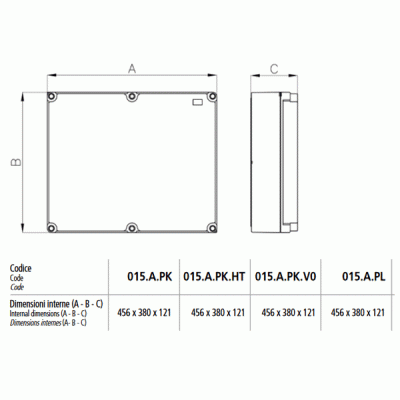 Κουτί χειρισμού εξωτερικό MARLANVIL 015A.PL 456x380x121mm με αδιαφανές καπάκι στεγανό IP66