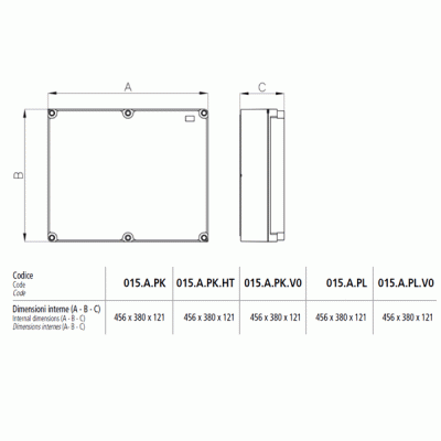 Κουτί χειρισμού εξωτερικό MARLANVIL 015PK 456x380x121mm με διάφανες καπάκι στεγανό IP66