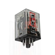 Ρελέ τύπου λυχνίας 24V AC με 8 πόδια 2 επαφές LED & TEST μπουτόν