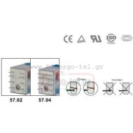 Μικρορελέ τετράγωνο 14ποδών 57.04 6Α 4επαφών 4C/O 12VDC με ενσωματωμένο LED ALION