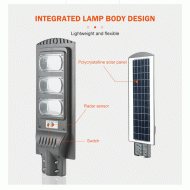 Αυτόνομο ηλιακό φωτιστικό LED 90W 62,5x24cm με αισθητήρα κίνησης ψυχρό φως 6000k στεγανό IP65
