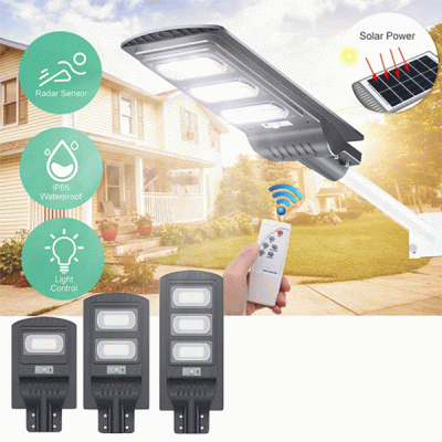 Αυτόνομο ηλιακό φωτιστικό LED 90W 62,5x24cm με αισθητήρα κίνησης ψυχρό φως 6000k στεγανό IP65