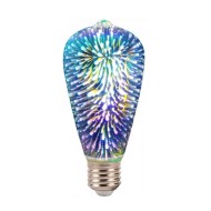 Διακοσμητικός λαμπτήρας led E27-ST64-3D ισχύος 7W 230V πολύχρωμο φως δέσμης 360°