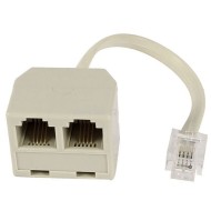 POWERTECH adapter 6p4c 1x αρσενικό 0.20cm σε 2x θηλυκό RJ11 λευκό χρώμα