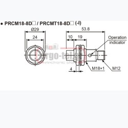 Επαγωγικός διακόπτης σύνδεσης Φ18 με CONNECTOR M12 12-24VDC εμβέλεια 8mm PNP - NO PRCM18-8DP