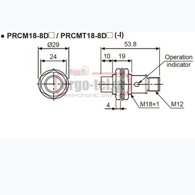 Επαγωγικός διακόπτης σύνδεσης Φ18 με CONNECTOR M12 12-24VDC εμβέλεια 8mm PNP - NO PRCM18-8DP