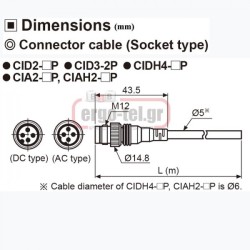 Καλώδιο PVC CONNECTOR τύπου PLUG 2m με ευθύγραμμο CONNECTOR CID3-2P