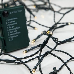 96 Χριστουγεννιάτικα led λαμπάκια μπαταρίας σε σειρά με 8 προγράμματα, θερμό φως και πράσινο καλώδιο 96 Χριστουγεννιάτικα led λαμπάκια μπαταρίας σε σειρά με 8 προγράμματα, θερμό φως και πράσινο καλώδιο