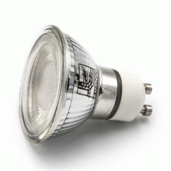Λάμπα led cob GU10 γυάλινη 6W 230V ενδιάμεσο λευκό φως 4000k 600Lm Ø50mm δέσμης 38°