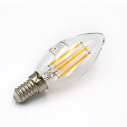 Λάμπα led cog filament κεράκι διάφανο E14 7W 230V θερμό φως 2800k 840lm δέσμης 360°