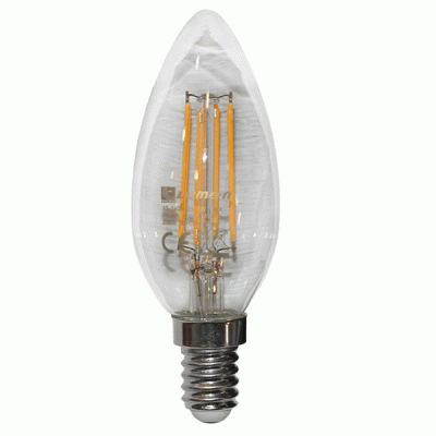 Διακοσμητική λάμπα led Ε14 4W 230V ντιμαριζόμενη 2800k θερμό λευκό φως 400 lumen κερί C35 διάφανο Διακοσμητική λάμπα led Ε14 4W 230V ντιμαριζόμενη 2800k θερμό λευκό φως 400 lumen κερί C35 διάφανο
