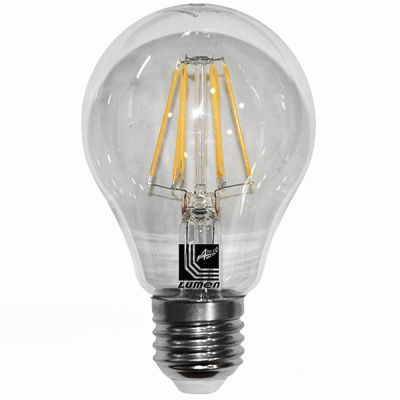 Διακοσμητική λάμπα led αχλάδι E27 8W 230V 2800k θερμό λευκό φως Α60 COG 1000Lm διάφανη Διακοσμητική λάμπα led αχλάδι E27 8W 230V 2800k θερμό λευκό φως Α60 COG 1000Lm διάφανη