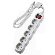 Πολύπριζο 5 θέσεων σούκο πλάγιας εισόδου 3x1.5mm² λευκό χρώμα με καλώδιο 1.5m και διακόπτη