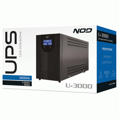 UPS Line interactive NOD U-3000 3000VA με LCD οθόνη και 3 εξόδους σούκο