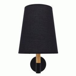 Φωτιστικό τοίχου απλίκα με ντουί 1 x E27 AC 220-240V IP20 μαύρο ύφασμα & μ΄΄εταλλο με μπεζ ξύλο  Μ20 x Π28 x Υ36cm