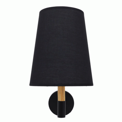 Φωτιστικό τοίχου απλίκα με ντουί 1 x E27 AC 220-240V IP20 μαύρο ύφασμα & μ΄΄εταλλο με μπεζ ξύλο Μ20 x Π28 x Υ36cm Φωτιστικό τοίχου απλίκα με ντουί 1 x E27 AC 220-240V IP20 μαύρο ύφασμα & μ΄΄εταλλο με μπεζ ξύλο Μ20 x Π28 x Υ36cm