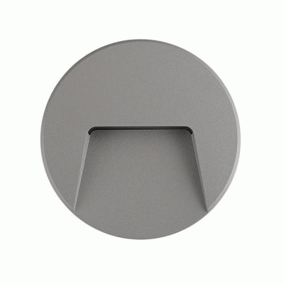 Led απλίκα γκρι στρογγυλή SLIM 3W 3000k θερμό λευκό φως στεγανή ΙΡ65 με σκίαστρο πλαστική