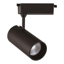 Led σποτ ράγας μαύρο 2 καλωδίων Φ70x160 20W θερμό φως 3000k 1800lm δέσμης 24° 15000h
