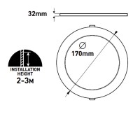 Led panel slim φωτιστικό επίτοιχο στρογγυλό Φ170mm 12W ενδιάμεσο φως 4000k 1080lm IP44