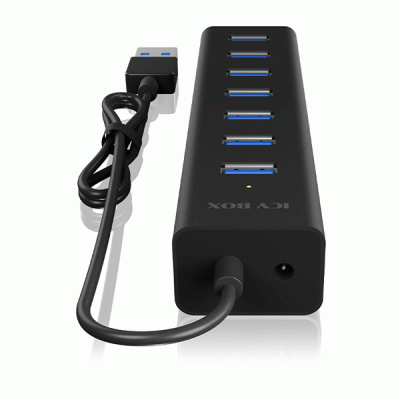 Hub αλουμινίου USB 3.0 µε 7 θύρες Type-A & LED ένδειξη τροφοδοσίας και λειτουργίας