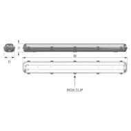 Φωτιστικό για 1 λάμπα LED TUBE T8 120cm με κάλυμμα P.C. στεγανό IP65 με τροφοδοσία στο 1 άκρο