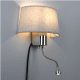 Φωτιστικό απλίκα Elegant επιτοίχιο με LED Βραχίονα δίφωτο 1 x E27 IP20 λευκό ύφασμα με ασημί μέταλλο Μ26.5 x Π15 x Υ43cm