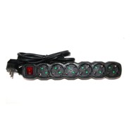 Πολύπριζο 6 θέσεων σούκο 3x1.5mm² μαύρο χρώμα με καλώδιο 1.5m και διακόπτη