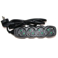 Πολύπριζο 4 θέσεων σούκο 3x1.5mm² με καλώδιο 1.5m σε μαύρο χρώμα