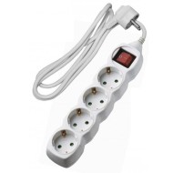 Πολύπριζο σούκο 4 θέσεων πλάγιας εισόδου 3x1.5mm² με καλώδιο 1.5m και διακόπτη σε λευκό χρώμα
