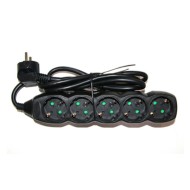 Πολύπριζο 5 θέσεων σούκο 3x1.5mm² μαύρο χρώμα με καλώδιο 1.5m