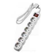 Πολύπριζο 6 θέσεων σούκο πλάγιας εισόδου 3x1.5mm² λευκό χρώμα με καλώδιο 1.5m και διακόπτη