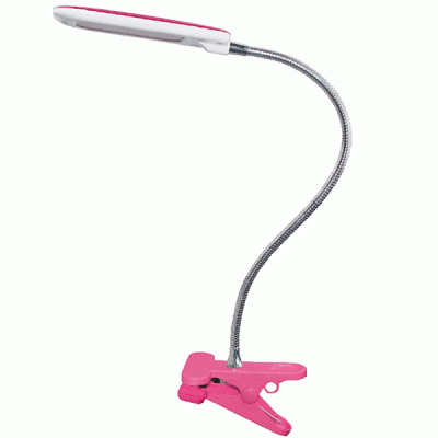 Led φωτιστικό γραφείου ροζ 5W 4000k λευκό φως με τσιμπιδάκι & σπιράλ