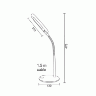 Led φωτιστικό γραφείου γκρι 5W 4000k λευκό φως με PVC καλώδιο από μέταλλο και πλαστικό