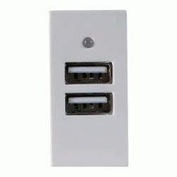 Πρίζα μονή με 2 θύρες USB 5V 2x2,2A για κανάλια δομημένης καλωδίωσης