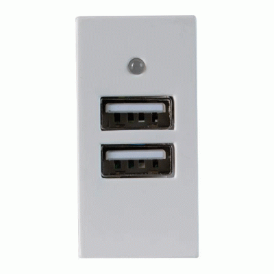 Πρίζα μονή με 2 θύρες USB 5V 2x2,2A για κανάλια δομημένης καλωδίωσης