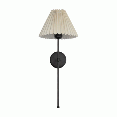 GloboStar® PAM 204-0112 Μοντέρνο Επιτοίχειο Φωτιστικό Aπλίκα Μονόφωτο 1 x E27 IP20 Μαύρο Μέταλλο με Μπεζ Ύφασμα - Μ23 x Π23 x Υ17cm
