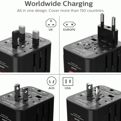Αντάπτορας Universal Arcas Ta-01 Travel με θύρες Usb κατάλληλος για περισσότερες από 150 χώρες Αντάπτορας Universal Arcas Ta-01 Travel με θύρες Usb κατάλληλος για περισσότερες από 150 χώρες