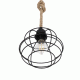 GloboStar® TALAH 203-0008 Vintage Κρεμαστό Φωτιστικό Σχοινί Μονόφωτο 1 x E27 IP20 Μαύρο Μέταλλο με Μπεζ Σχοινί - Μ20 x Π20 x Υ20cm