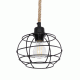 GloboStar® TALAH 203-0008 Vintage Κρεμαστό Φωτιστικό Σχοινί Μονόφωτο 1 x E27 IP20 Μαύρο Μέταλλο με Μπεζ Σχοινί - Μ20 x Π20 x Υ20cm
