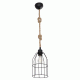 GloboStar® TALAH 203-0009 Vintage Κρεμαστό Φωτιστικό Σχοινί Μονόφωτο 1 x E27 IP20 Μαύρο Μέταλλο με Μπεζ Σχοινί - Μ15.5 x Π15.5 x Υ30cm