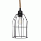 GloboStar® TALAH 203-0009 Vintage Κρεμαστό Φωτιστικό Σχοινί Μονόφωτο 1 x E27 IP20 Μαύρο Μέταλλο με Μπεζ Σχοινί - Μ15.5 x Π15.5 x Υ30cm