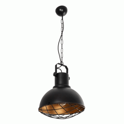 GloboStar® SIERRA 203-0011 Vintage Κρεμαστό Φωτιστικό Καμπάνα Μονόφωτο 1 x E27 IP20 Μαύρο Μέταλλο - Μ30 x Π30 x Υ90cm