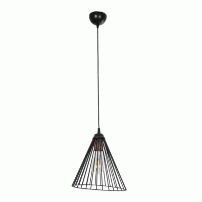 GloboStar® ARCWIRE 203-0015 Μοντέρνο Κρεμαστό Φωτιστικό Πλέγμα Μονόφωτο 1 x E27 IP20 Μαύρο Μέταλλο - Μ25 x Π25 x Υ30cm