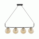 GloboStar® LATTICE 203-0018 Μοντέρνο Κρεμαστό Φωτιστικό Ράγα Πολύφωτο 4 x E27 IP20 Μαύρο & Μπρούτζινο Μέταλλο με Mελί Γυαλί - Μ78 x Π15 x Υ81cm